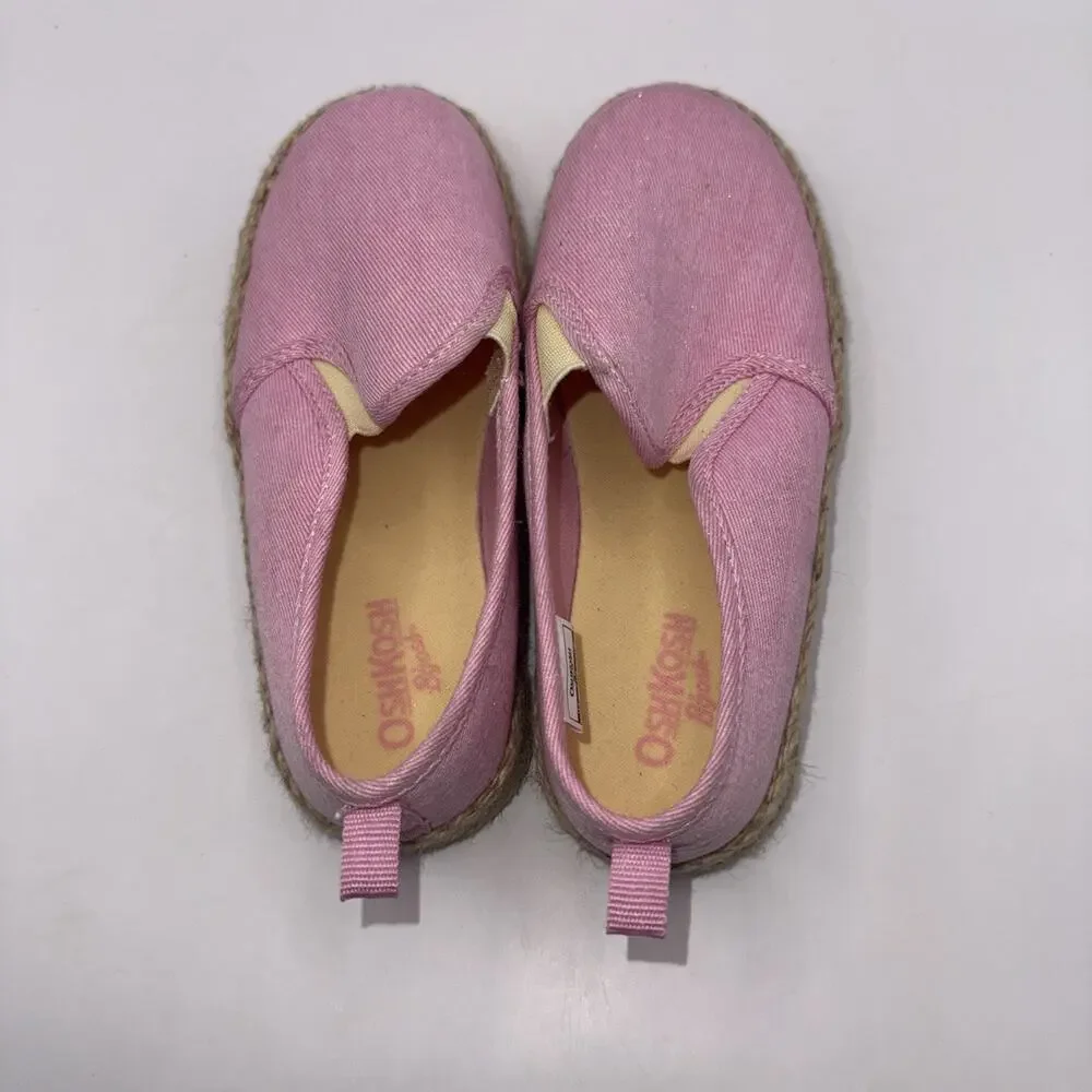 Size 12M - Girls Oshkosh Slip-On Pink Shoes with Lemons